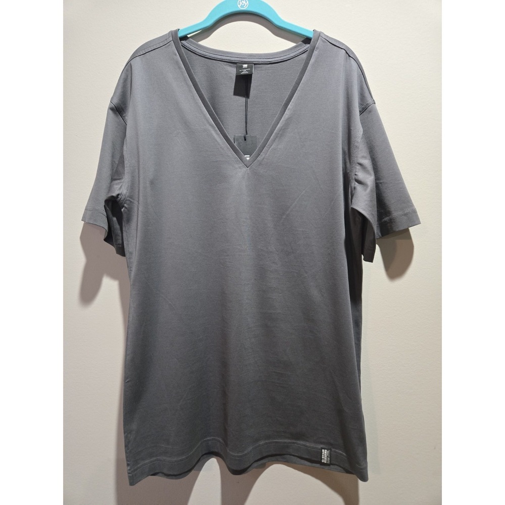 G-Star RAW Womens XS Essential Loose Deep V T-Shirt Granite Gray 100% Cotton NWT